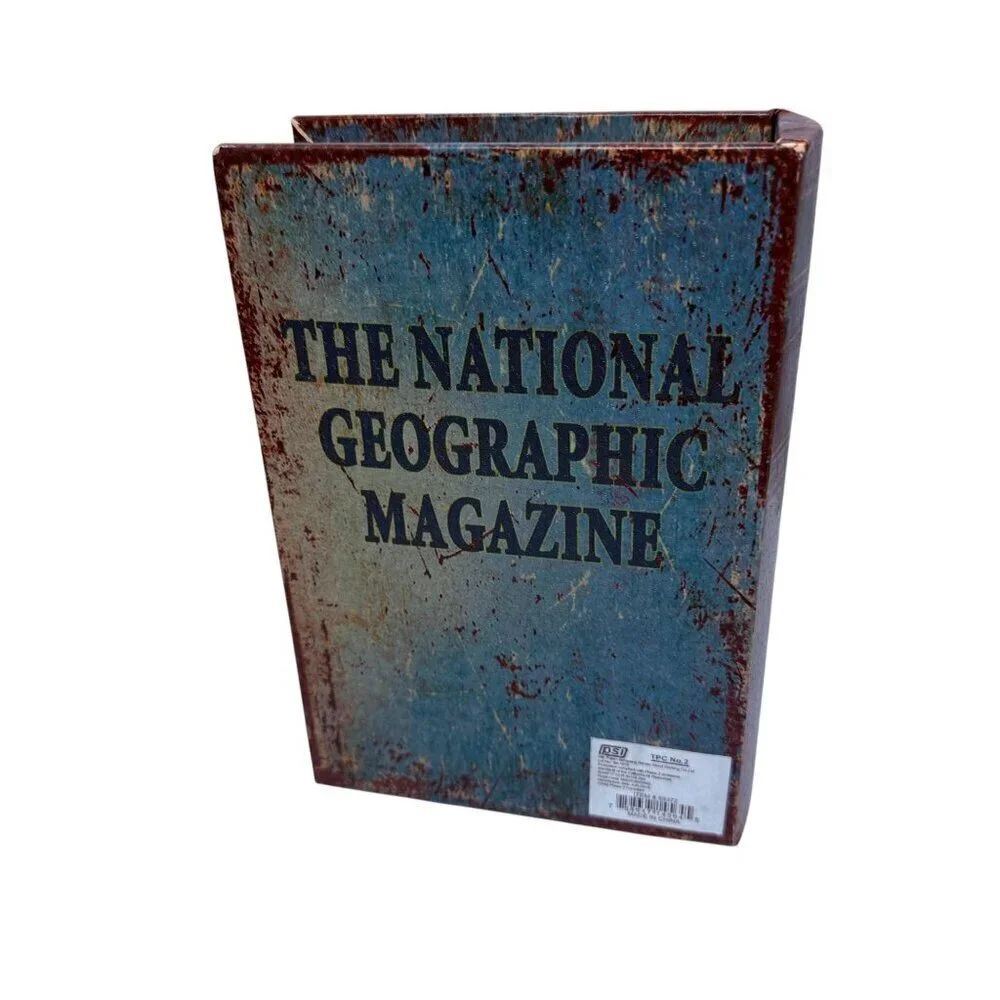 National Geographic Storage Book Boxes Set of Two Bookshelf Coffee Table Decor